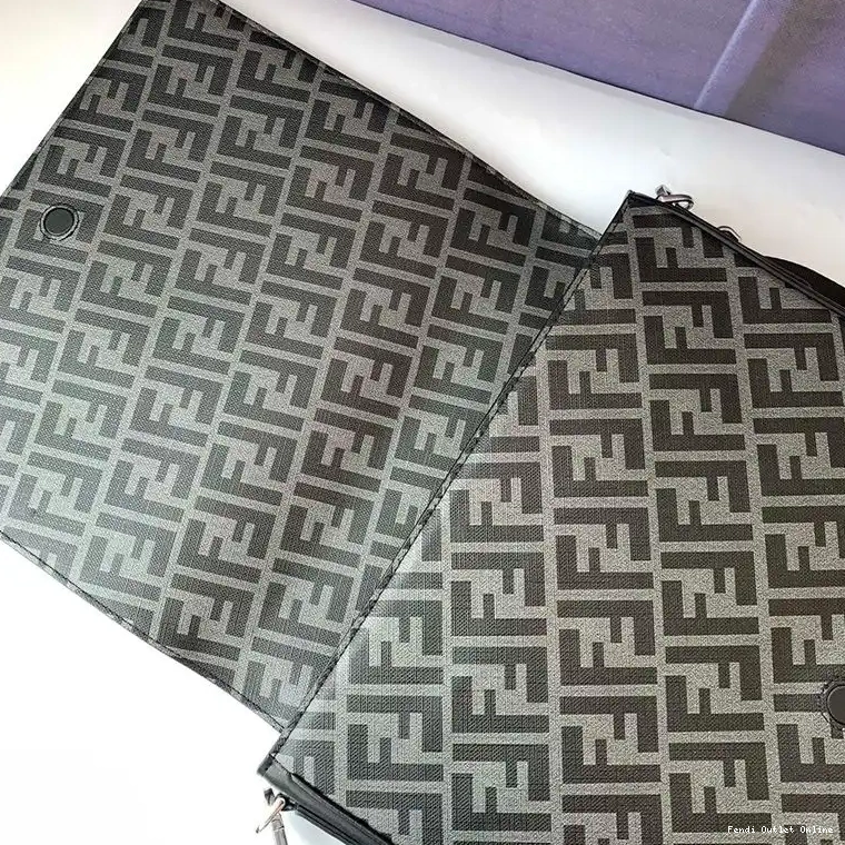 Affordable In Black FF Messenger Fendi Bag Motif Fabric Large 0701